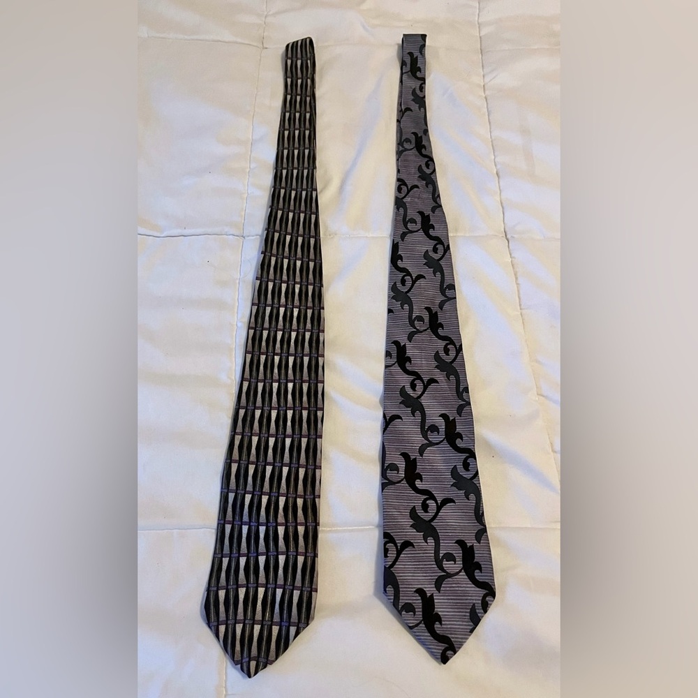 Lot of 2 Mens Silk Ties Zylos Silk Made in USA & Kenneth Cole Silk Neckties